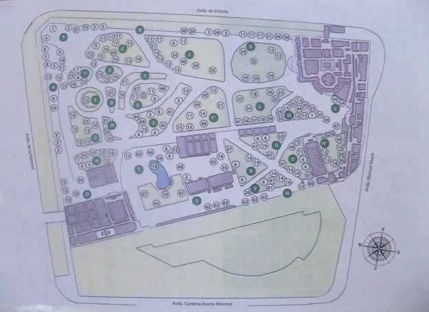 Plano de la Casa Rosa y ubicación de las especies botánicas